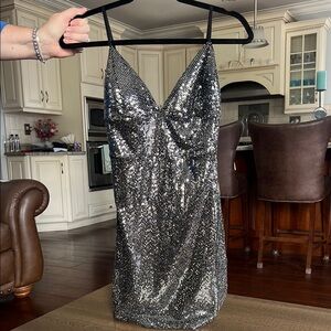 Sparkling Silver Sequin Dress